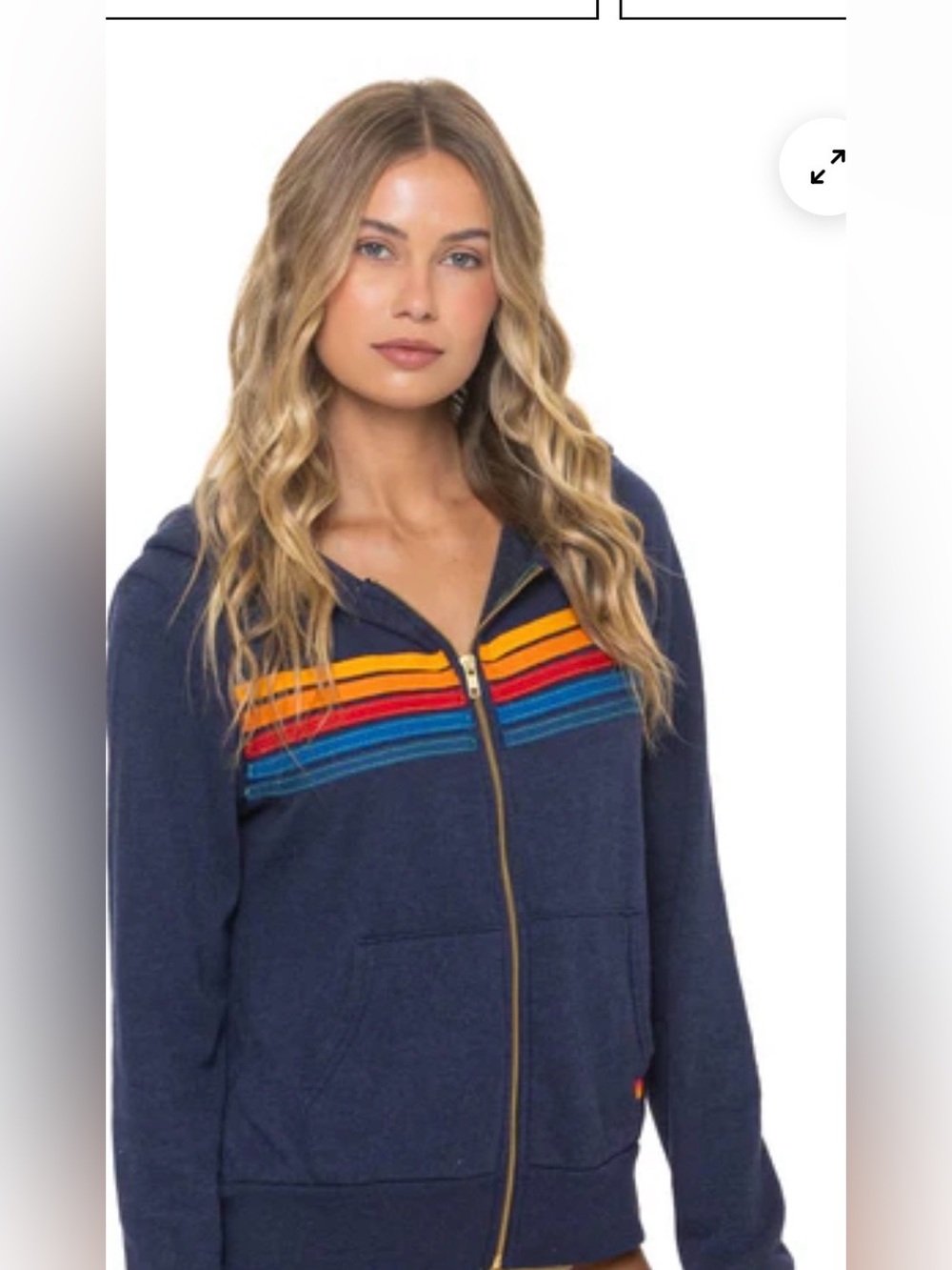 5 STRIPE HOODIE - NAVY size M